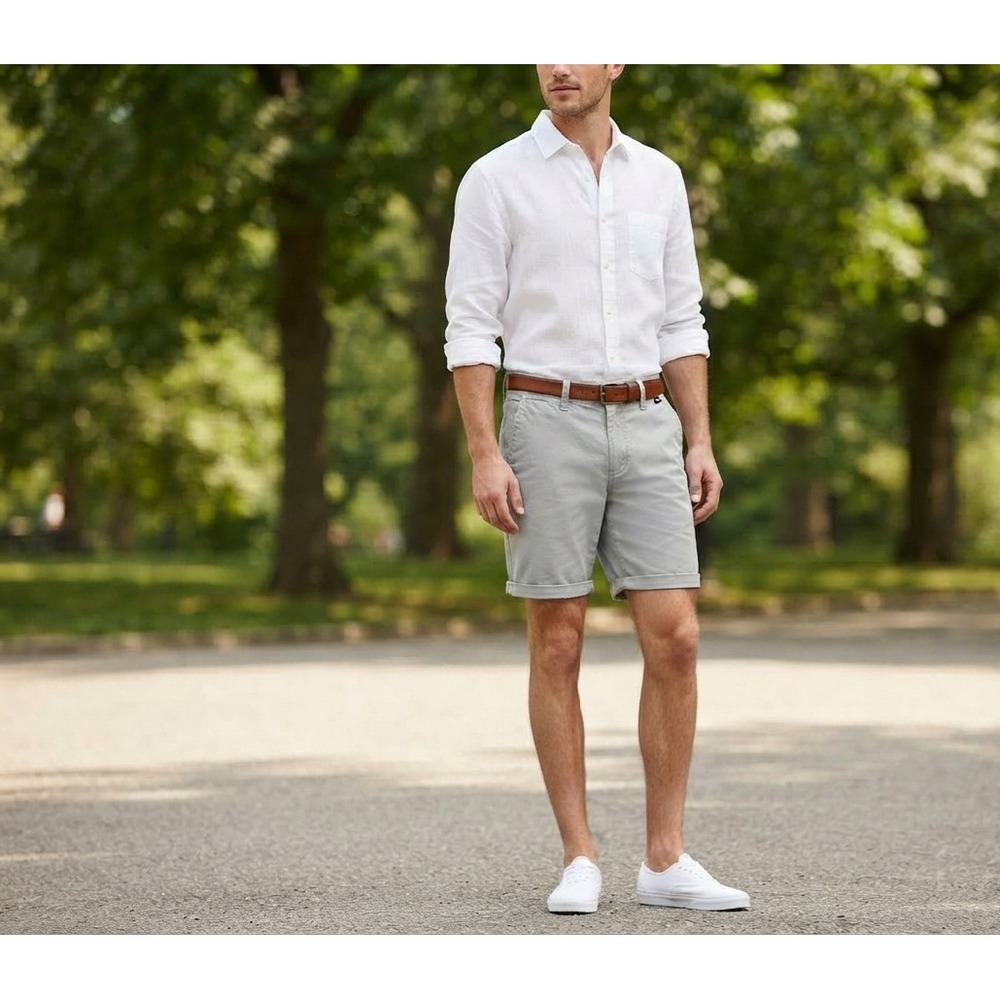 Vans Mens Chino Shorts Light Blue Grey Size 29 Regular Skateboard Casual 5FECZ7N